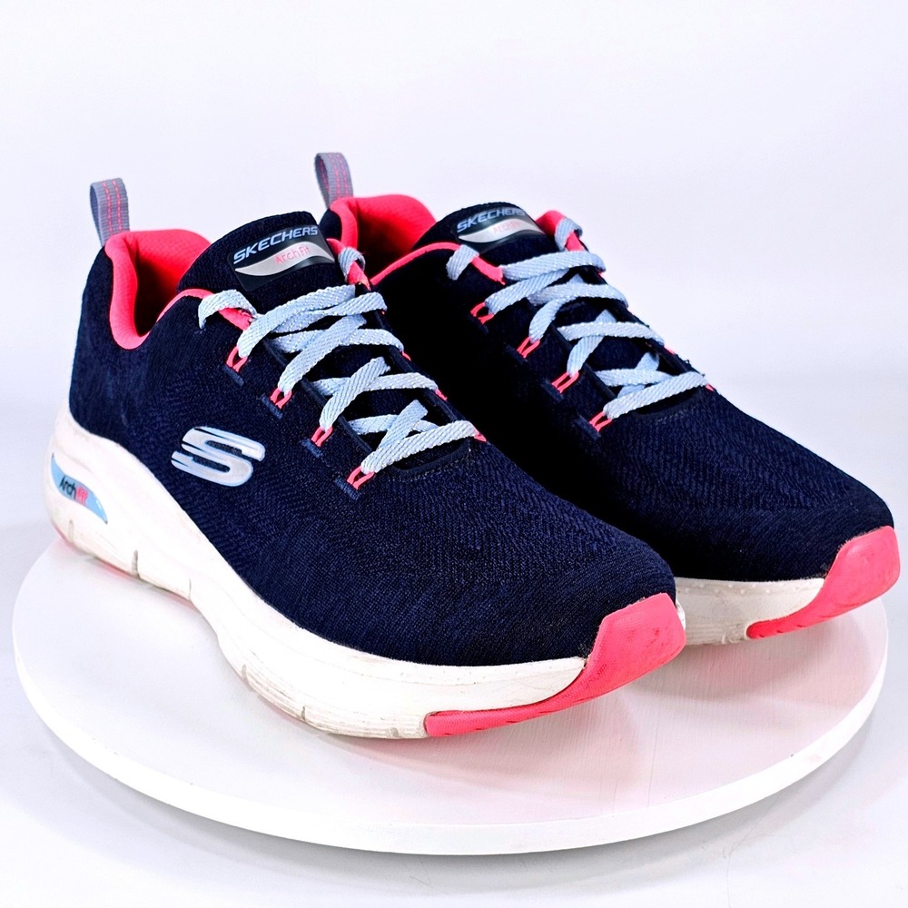 Skechers Arch Fit Big Appeal Navy Pink Sneakers 149414W Womens 9.5 Wide